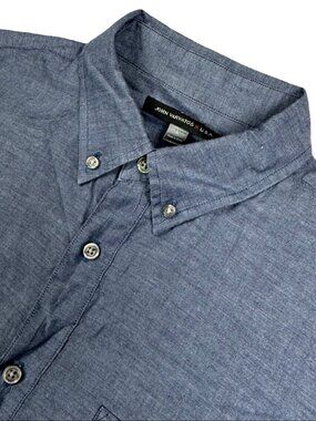 John Varvatos Men's 100% Cotton L/S Button Shirt Blue • Large